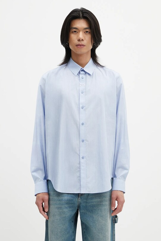 Хлопковая рубашка Martine Rose Classic узор голубой 401WS15509