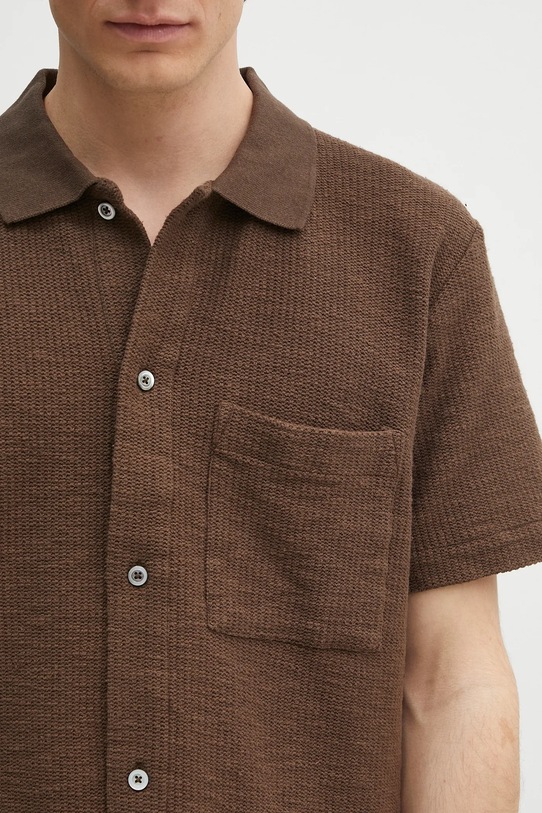 Norse Projects cămașă din bumbac Gustav Crochet Jersey Shirt maro N01.0683.2033