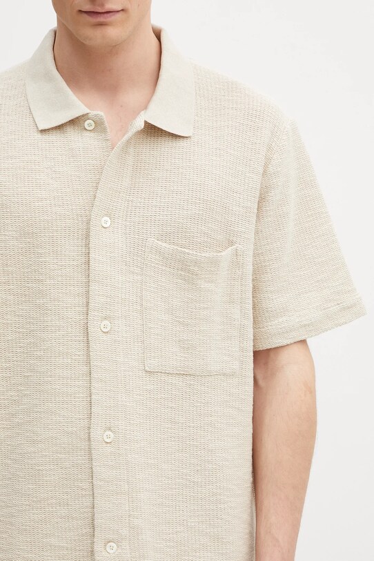 Pamučna košulja Norse Projects Gustav Crochet Jersey Shirt bež N01.0683.2064