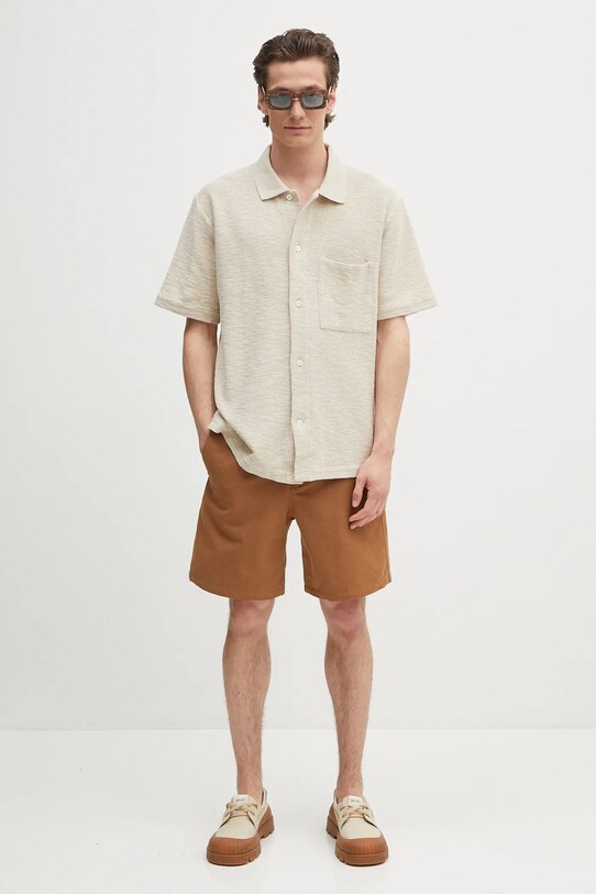 Norse Projects cămașă din bumbac Gustav Crochet Jersey Shirt N01.0683.2064 bej