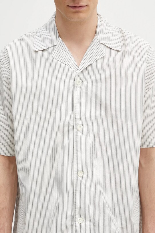Norse Projects cămașă din bumbac Mads Poplin Stripe SS alb N40.0831.0957