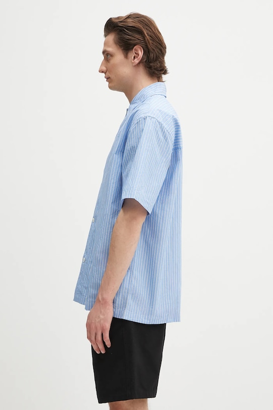 Norse Projects cămașă din bumbac Mads Poplin Stripe SS N40.0831.7000 albastru SS25