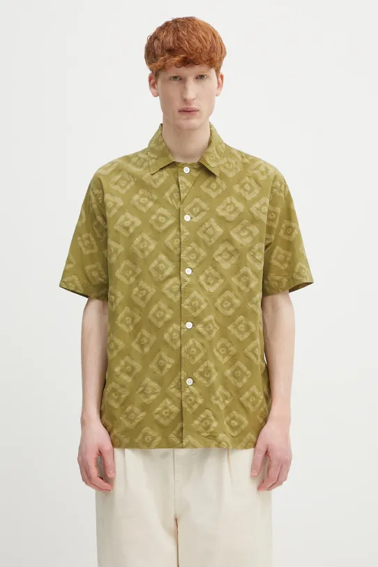 Бавовняна сорочка Norse Projects Mads Batik SS Shirt візерунок зелений N40.0833.8037
