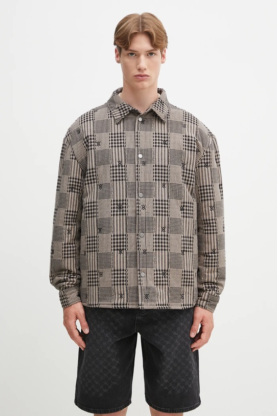 Daily Paper rövid kabát Quilted Shield Ls Shirt enyhén szigetelt bézs 2511020