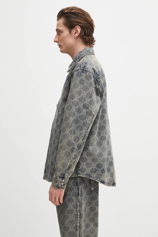 Daily Paper cămașă din bumbac Shield Laser Denim Shirt 2511154 albastru SS25