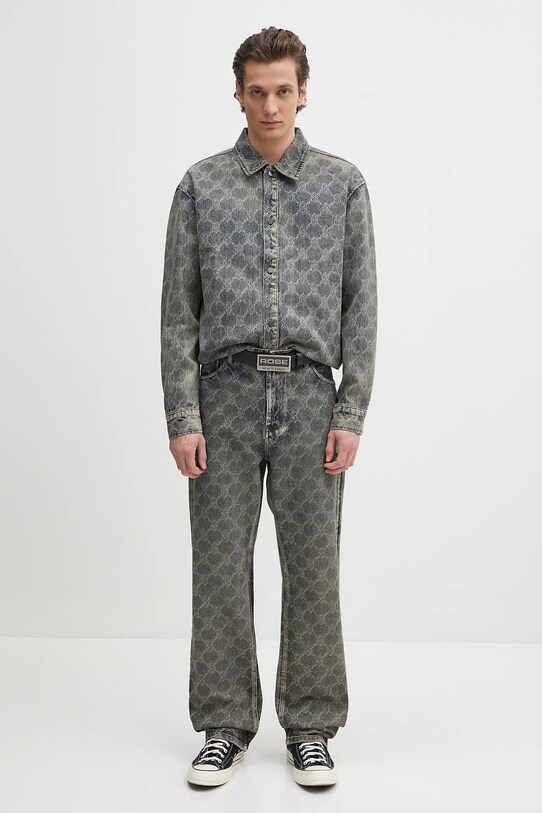Daily Paper cămașă din bumbac Shield Laser Denim Shirt 2511154 albastru
