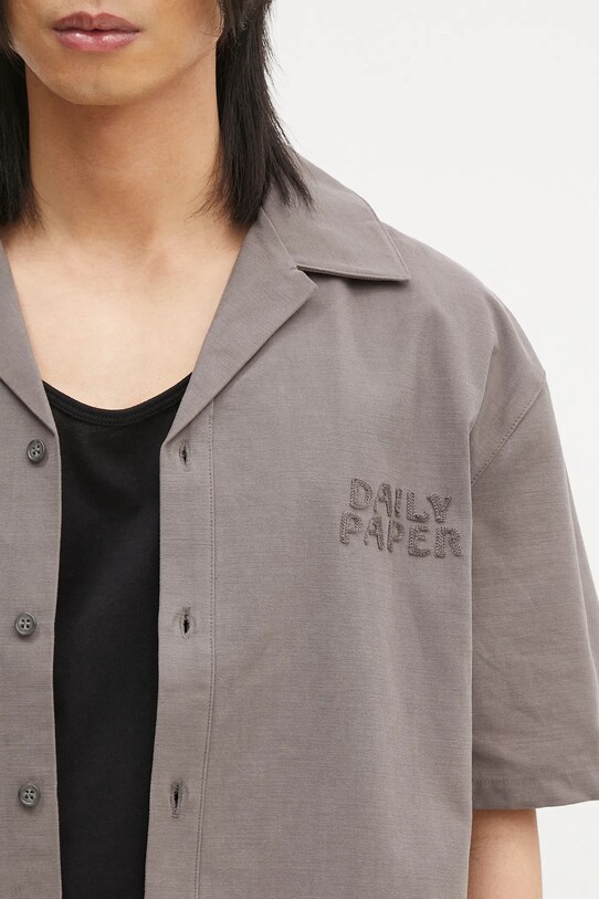 Хлопковая рубашка Daily Paper Chain Stitch Ss Shirt серый 2511125
