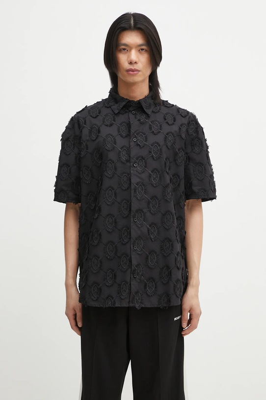 Daily Paper koszula bawełniana Trophy Shield Ss Shirt casual czarny 2511156