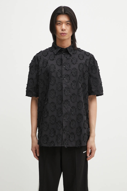 Daily Paper koszula bawełniana Trophy Shield Ss Shirt casual czarny 2511156