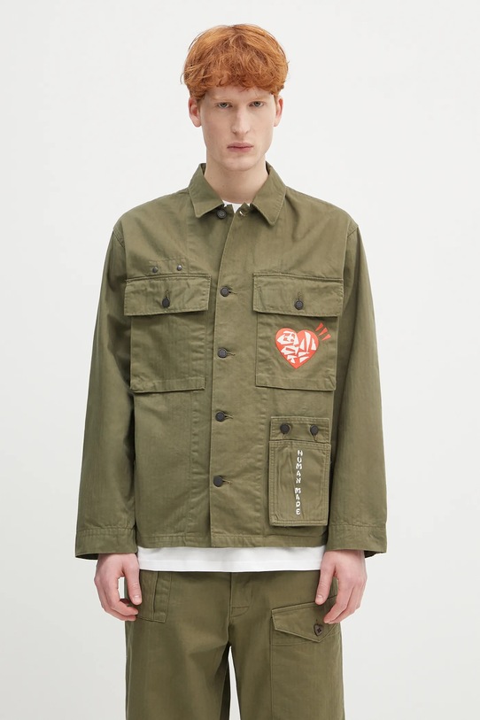 Bavlněná košile Human Made Military Shirt regular zelená HM29SH004