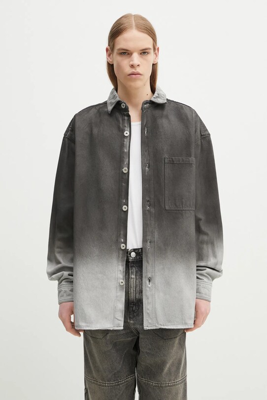 Rifľová košeľa Marcelo Burlon Gradient Denim Overshirt Black White relaxed sivá CMYE01DS25DEN0011001