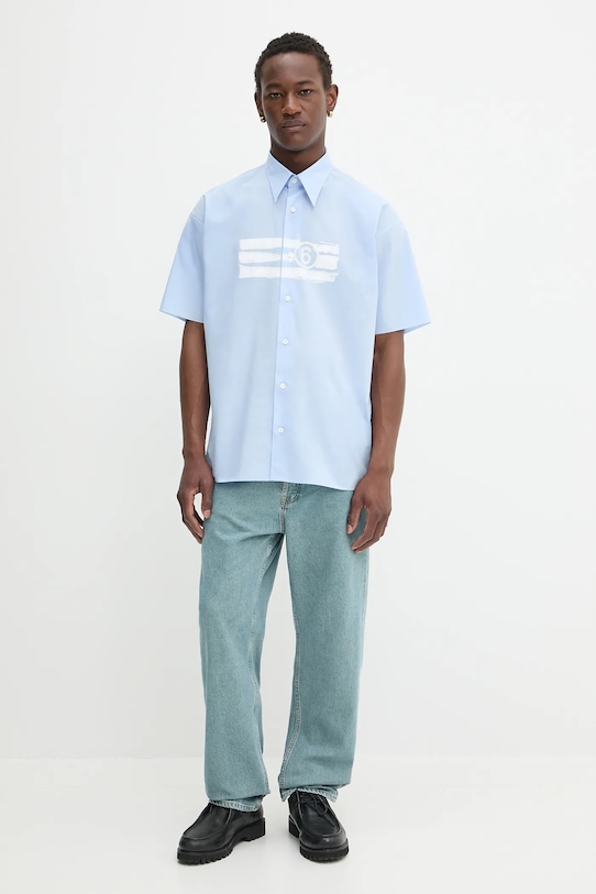 MM6 Maison Margiela cămașă din bumbac SH2DR0004.M35256.479 albastru SS25