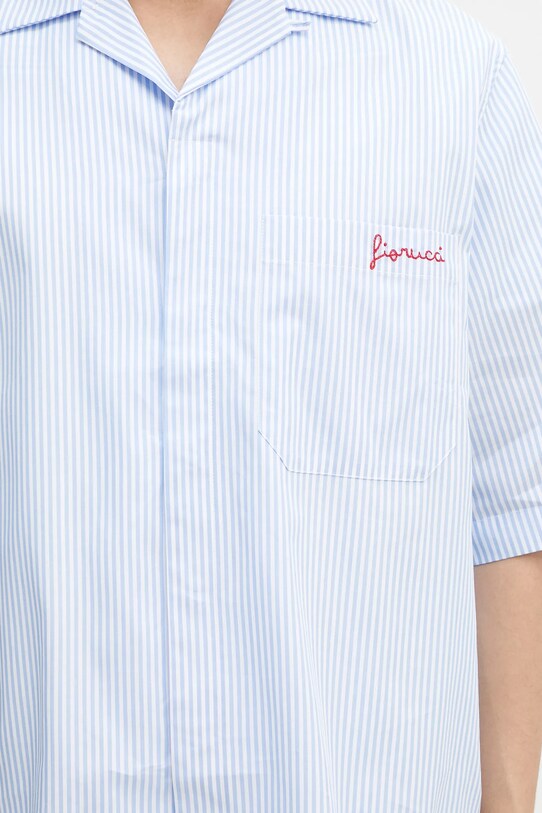 Fiorucci koszula bawełniana Striped Logo Bowling niebieski M02SPTSS295CO01BL02