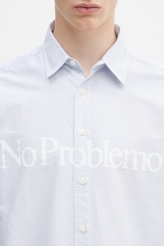 Bavlněná košile No Problemo No Problemo LS Stripe Shirt modrá NP4010103