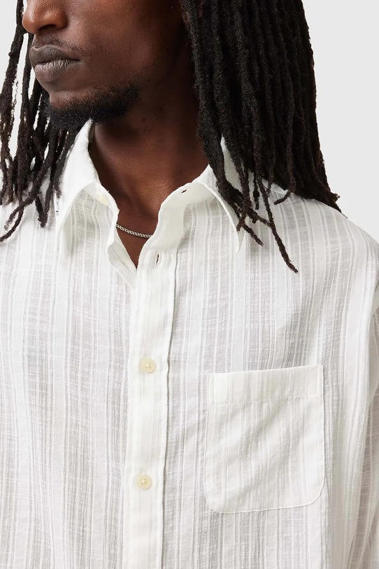 Bavlnená košeľa AllSaints KARMI M040SC biela SS25