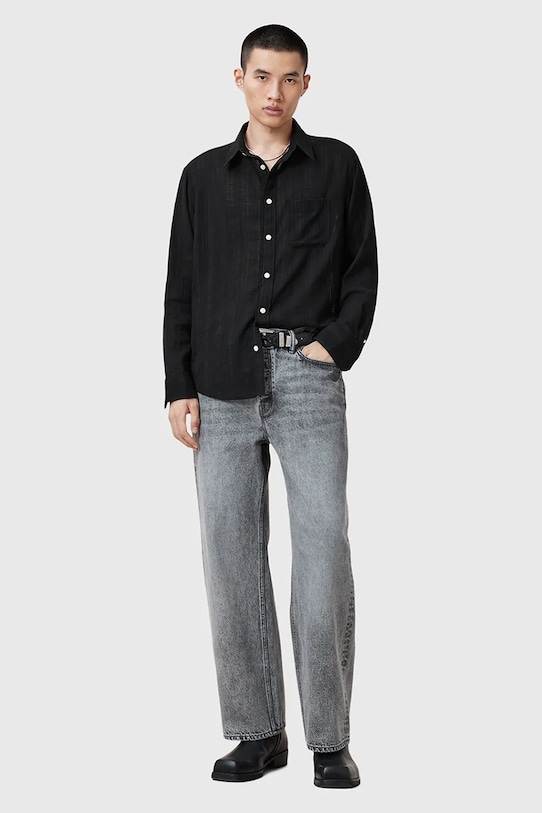 AllSaints camasa din bumbac KARMI M040SC negru