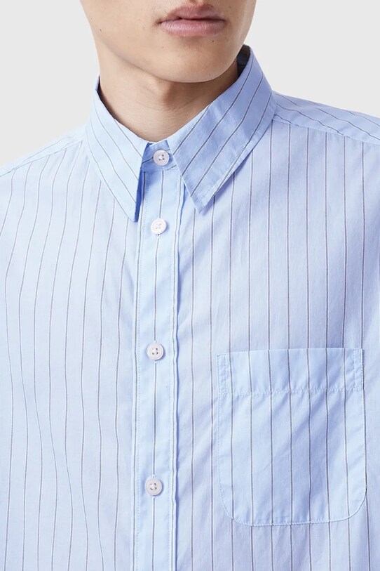 AllSaints camasa din bumbac MARCEL M042SC albastru SS25