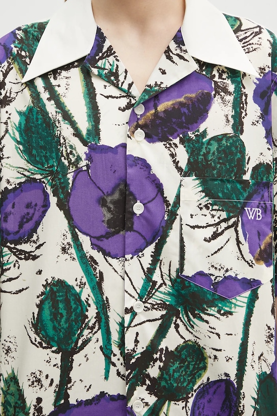 Wales Bonner koszula bawełniana Highlife Bowling fioletowy MS25SH08.CO06.0725