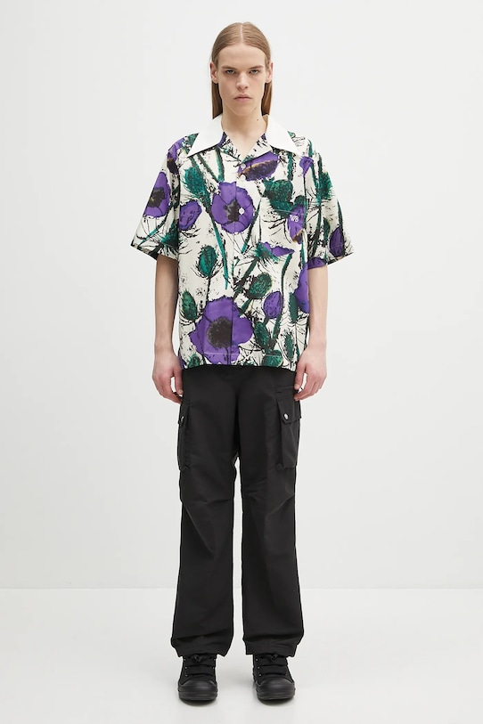 Wales Bonner koszula bawełniana Highlife Bowling MS25SH08.CO06.0725 fioletowy