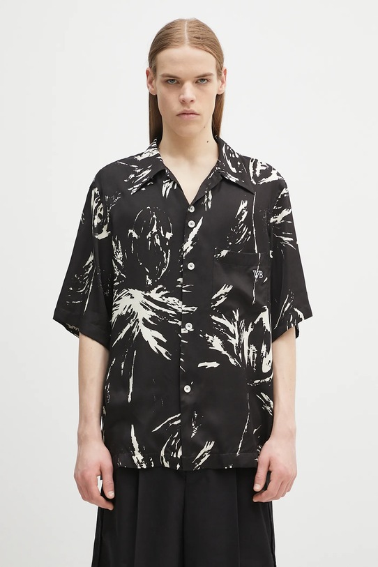 Wales Bonner koszula Highlife Bowling klasyczny czarny MS25SH08.VI05.9900