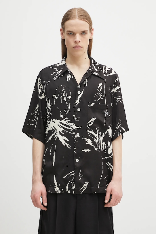 Wales Bonner koszula Highlife Bowling klasyczny czarny MS25SH08.VI05.9900