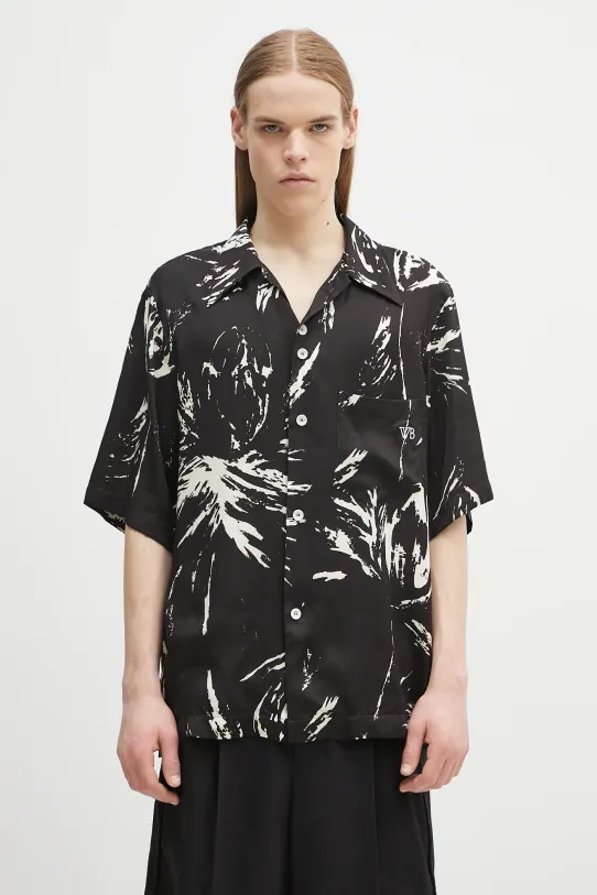 Košile Wales Bonner Highlife Bowling relaxed černá MS25SH08.VI05.9900