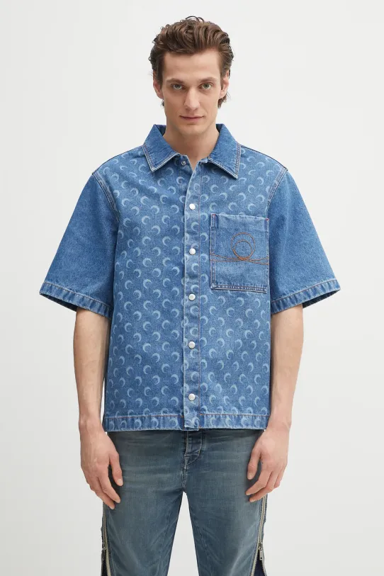 Marine Serre denim shirt Moon Laser Denim Workwear cotton blue MSI017A.CDEN0002