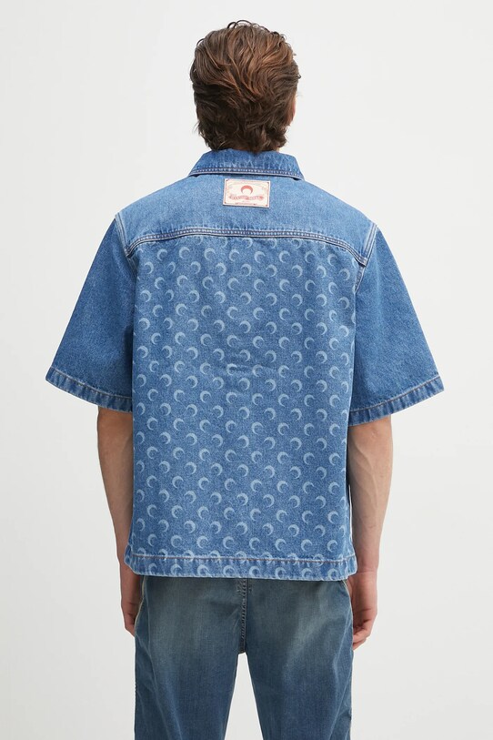 Îmbrăcăminte Marine Serre cămașă jeans Moon Laser Denim Workwear MSI017A.CDEN0002 albastru