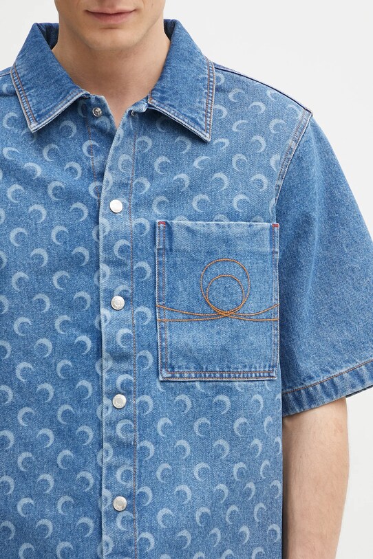 Marine Serre cămașă jeans Moon Laser Denim Workwear albastru MSI017A.CDEN0002