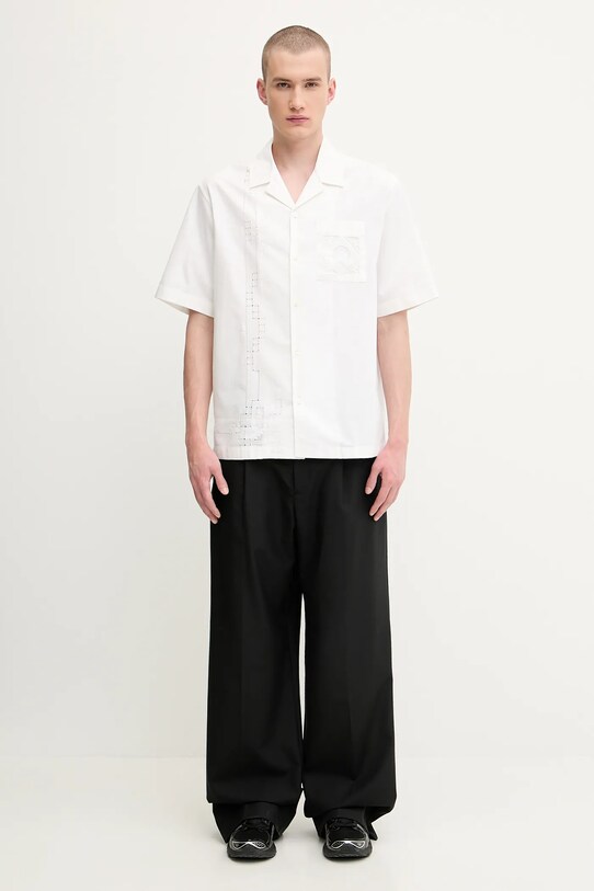 Marine Serre koszula bawełniana Regenerated Household Linen Bowling USI016A.UWOV0007 biały