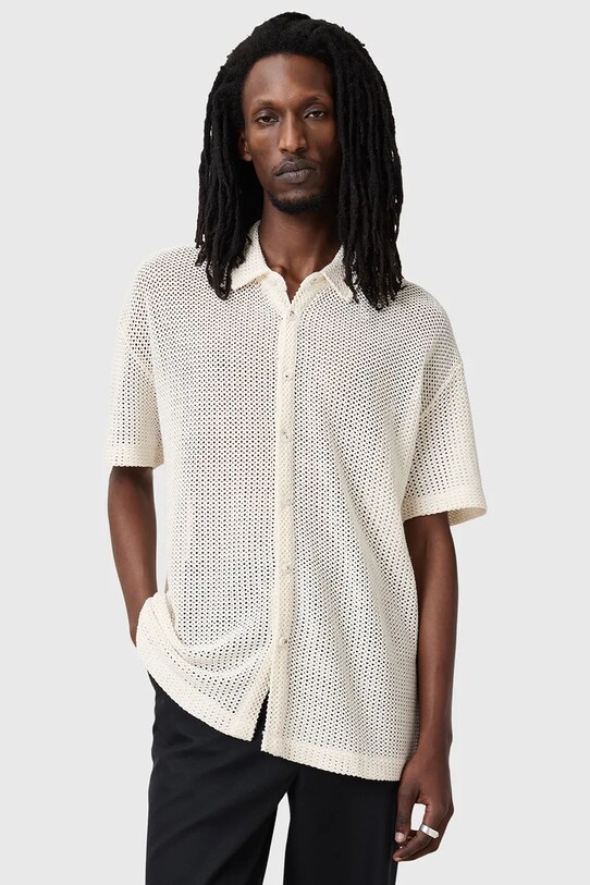 AllSaints camasa din bumbac MUNROE scurt alb M115SC