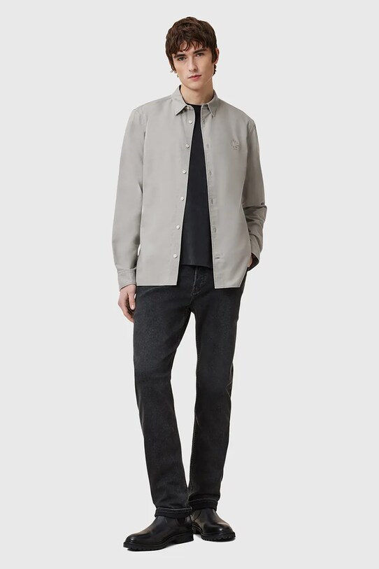 AllSaints camasa din bumbac HAVEN M123SC gri