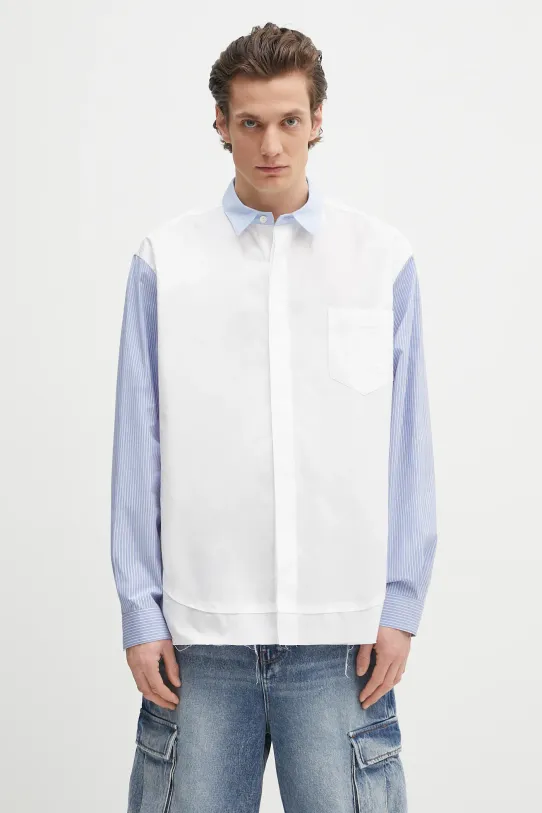 AMBUSH koszula bawełniana Layered Shirt wzorzyste biały 12115296