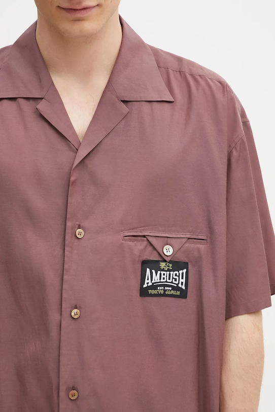 AMBUSH cămașă S/S Satin Shirt burgundia 12115311