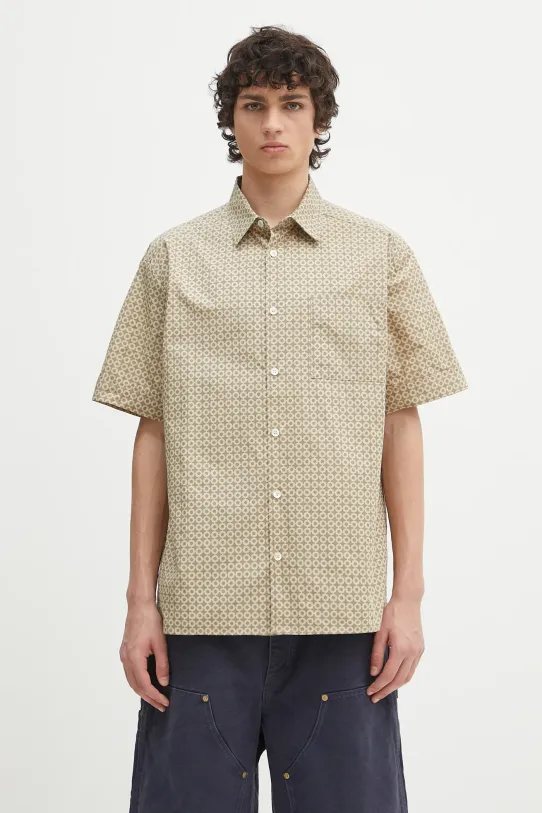 A.P.C. koszula bawełniana Chemisette Ross wzorzyste beżowy COHFY.H12541