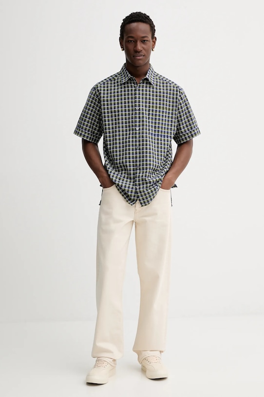 A.P.C. koszula bawełniana Chemisette Ross COHGA.H12541 granatowy SS25