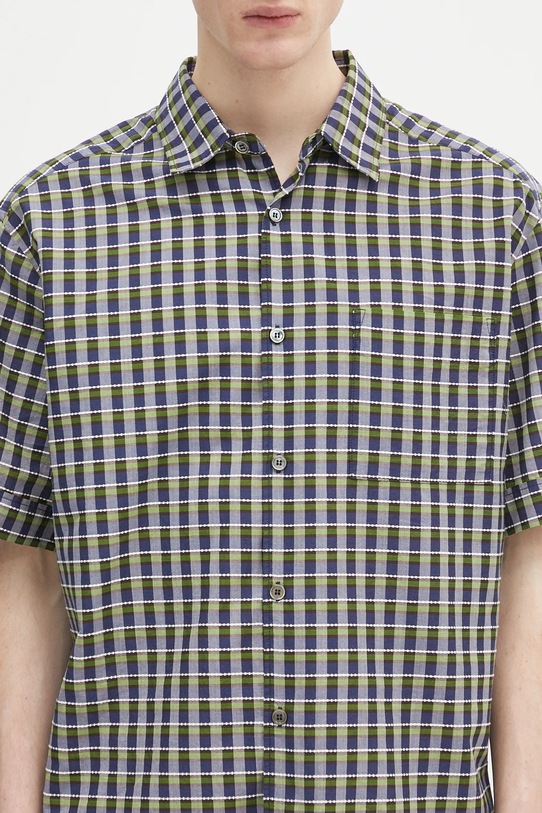 A.P.C. koszula bawełniana Chemisette Ross granatowy COHGA.H12541