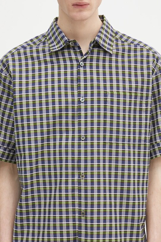 A.P.C. camicia in cotone Chemisette Ross blu navy COHGA.H12541