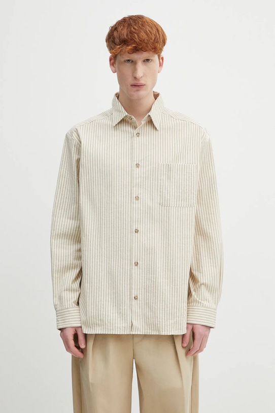 A.P.C. cămașă din bumbac Surchemise Malo casual bej COHGG.H32023