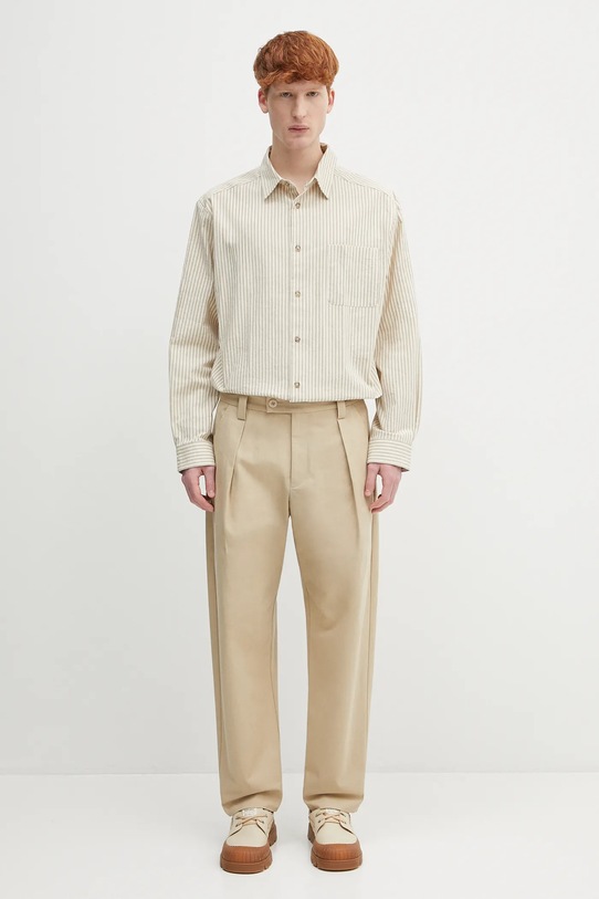 A.P.C. cămașă din bumbac Surchemise Malo COHGG.H32023 bej