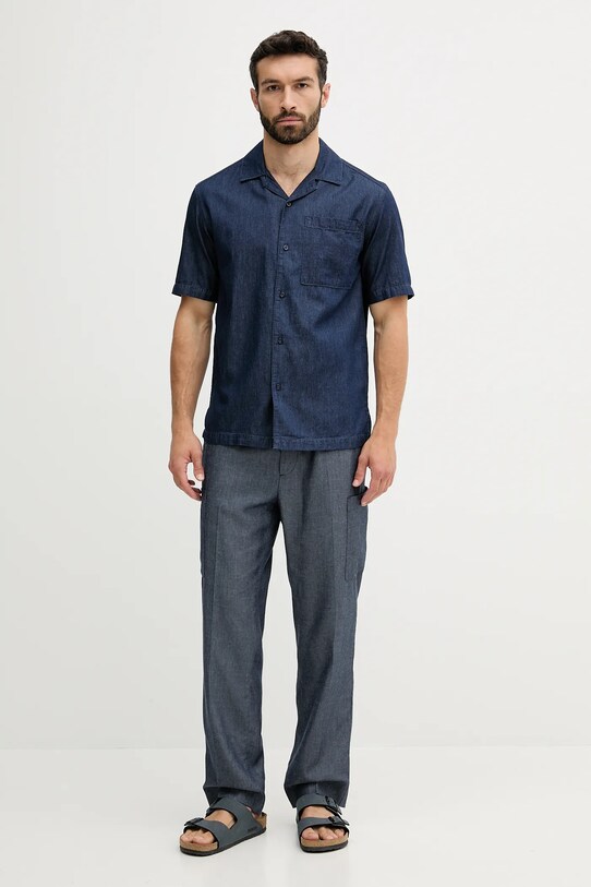 United Colors of Benetton cămașă din bumbac 5DHJUQ05K bleumarin SS25