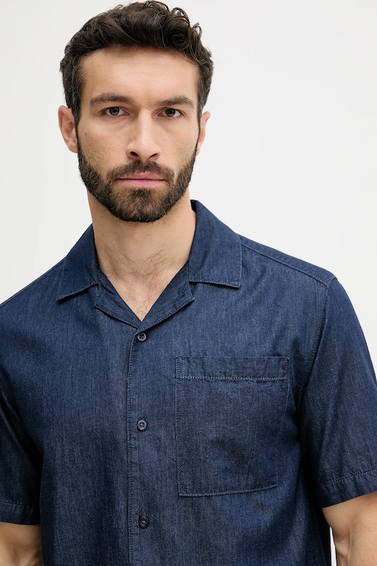 United Colors of Benetton koszula bawełniana granatowy 5DHJUQ05K