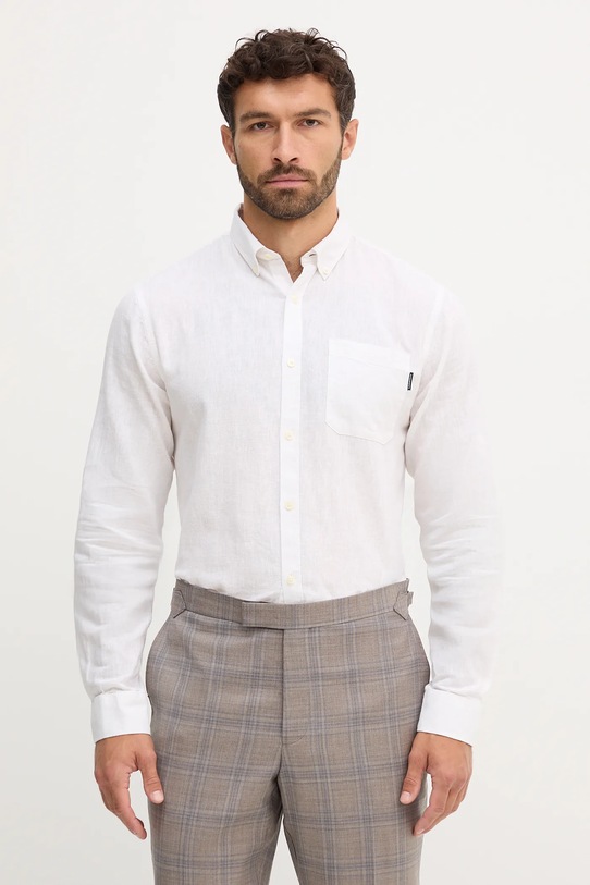 Льняная рубашка Lindbergh casual белый 30.220276