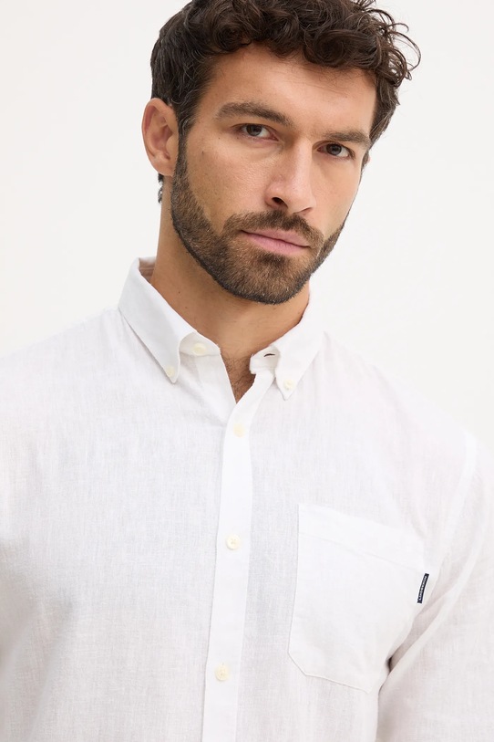 Πουκάμισο από λινό Lindbergh λευκό 30.220276