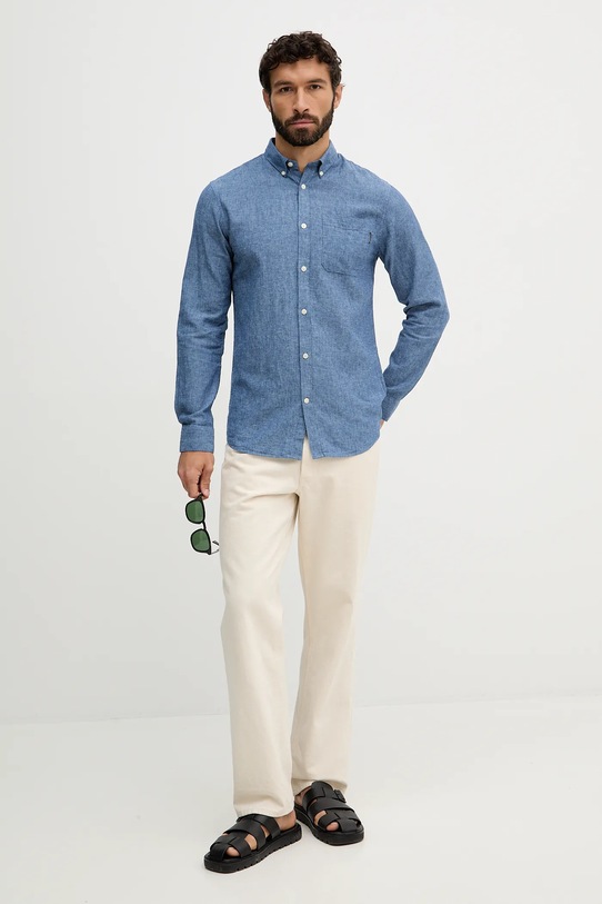 Lindbergh koszula lniana 30.220276 granatowy AW25