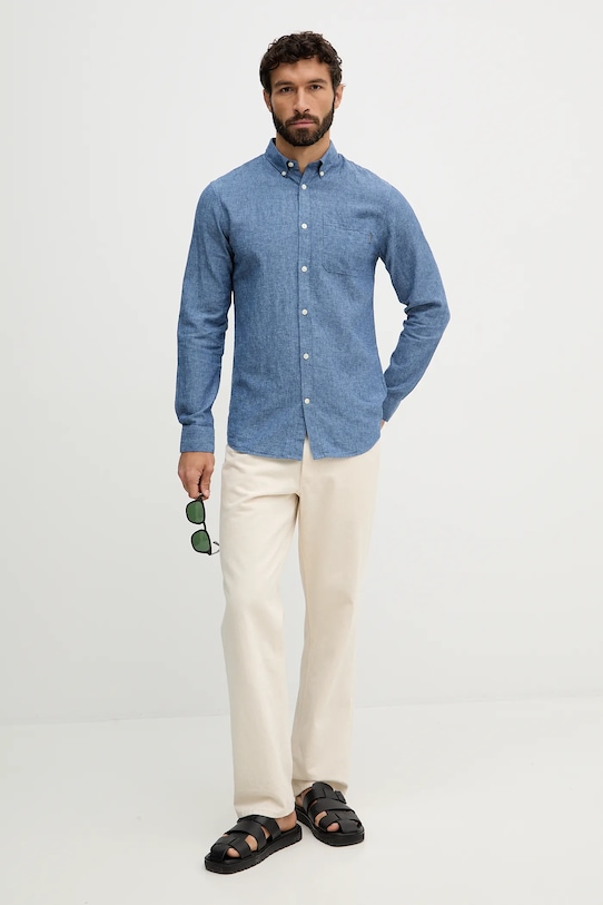 Lindbergh koszula lniana 30.220276 granatowy AW25