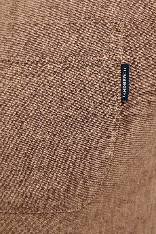 Lindbergh koszula lniana brązowy 30.220276