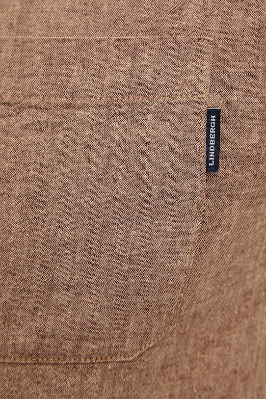 Lindbergh koszula lniana brązowy 30.220276