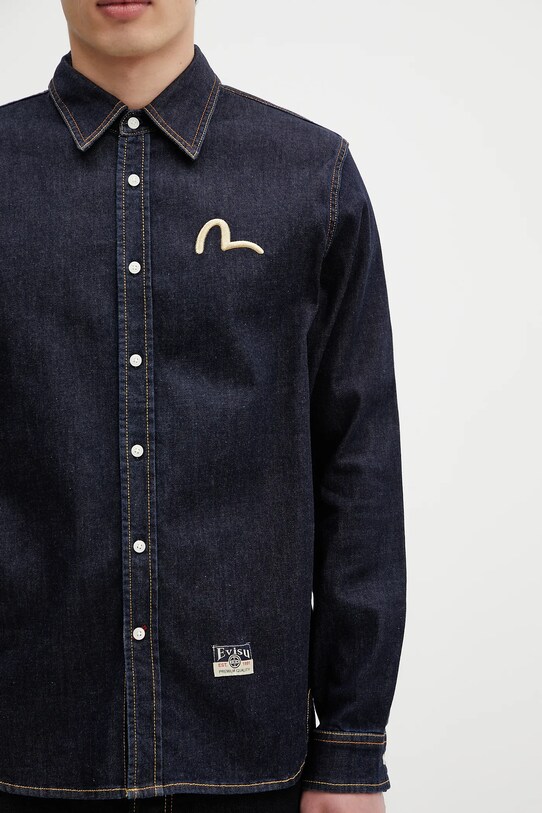 Джинсовая рубашка Evisu Hakutaku Daicock Printed Denim LS тёмно-синий 2ESHTM5DL1146