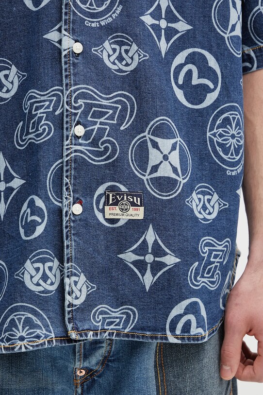 Τζιν πουκάμισο Evisu Monogram AOP Denim SS μπλε 2ESHTM5DI1147